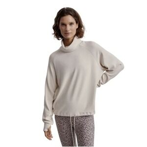 Varley Portland High Neck Midlayer Restore Jersey Pullover Cream XS Drawstring